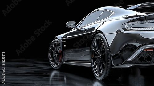 grey generic unbranded luxury sport car on a very dark black background  banner