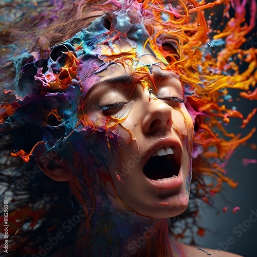 woman in a living migraine 