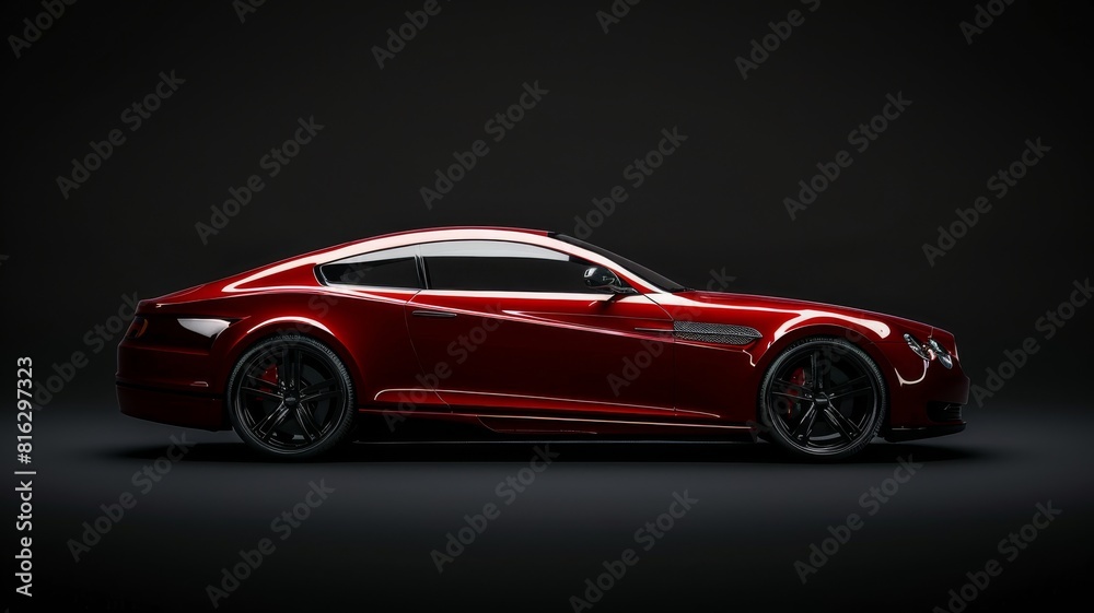 red generic unbranded luxury sport car on a very dark black background, banner