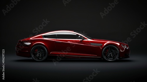 red generic unbranded luxury sport car on a very dark black background  banner
