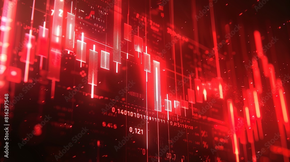 Obraz premium An abstract digital chart forms the backdrop, displaying stock business graphs, statistics, and diagrams illustrating data exchange within finance, trends, and trade in the economy