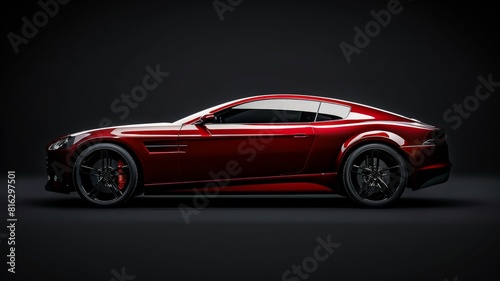 red generic unbranded luxury sport car on a very dark black background  banner