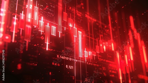 An abstract digital chart forms the backdrop  displaying stock business graphs  statistics  and diagrams illustrating data exchange within finance  trends  and trade in the economy