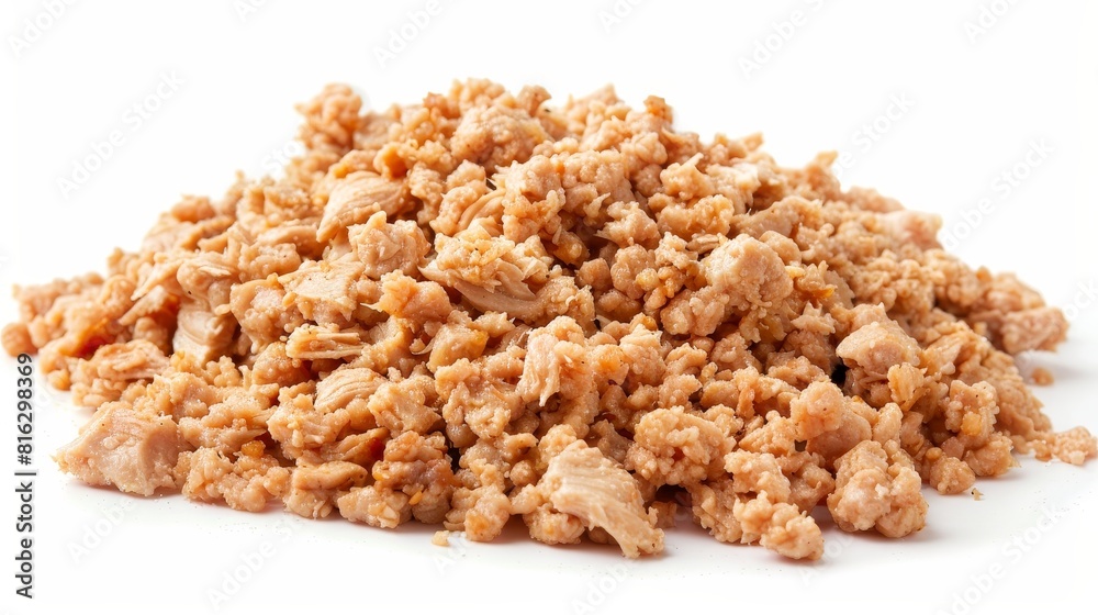 Top-down view of ground chicken, perfect for healthy burger recipes, with focus on its lean and fresh quality, isolated background, studio lighting Top-down view of ground chicken, perfect for healthy burger recipes, with focus on its lean and fresh quality, isolated background, studio lighting