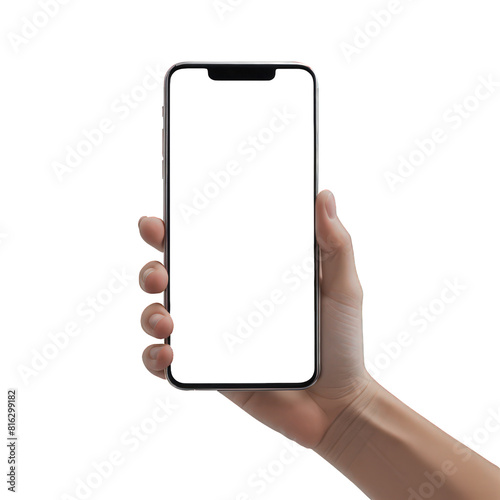 hand holding a mobile phone, transparent png, couout, clipping path