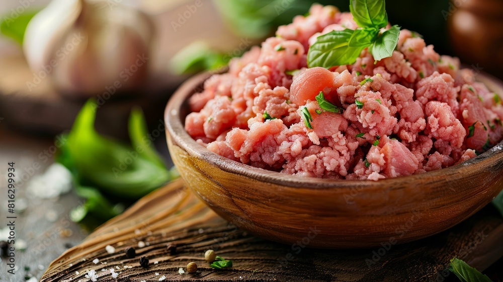 Intimate view of ground turkey meat, showcasing its lean and healthy qualities, ideal for making turkey burgers, isolated background, studio lit Intimate view of ground turkey meat, showcasing its lean and healthy qualities, ideal for making turkey burgers, isolated background, studio lit