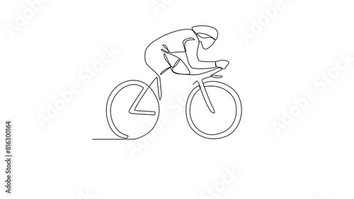 Animated self drawing of Cycling track sports video illustration. Cycling track sports design in simple linear continuous style video concept. Sports themes design for your asset design video. photo