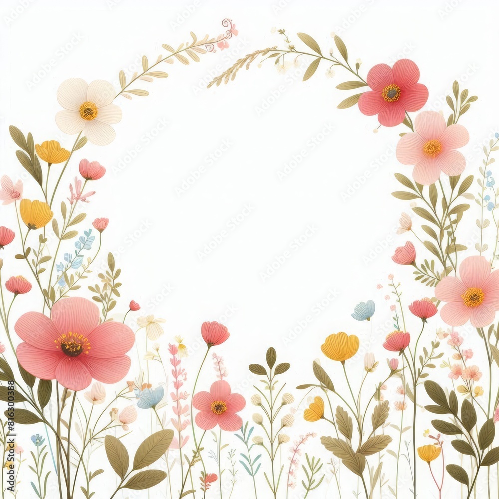 spring wildflower illustration with blank space