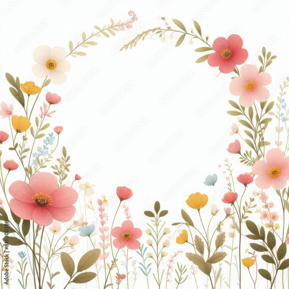 spring wildflower illustration with blank space spring wildflower illustration with blank space