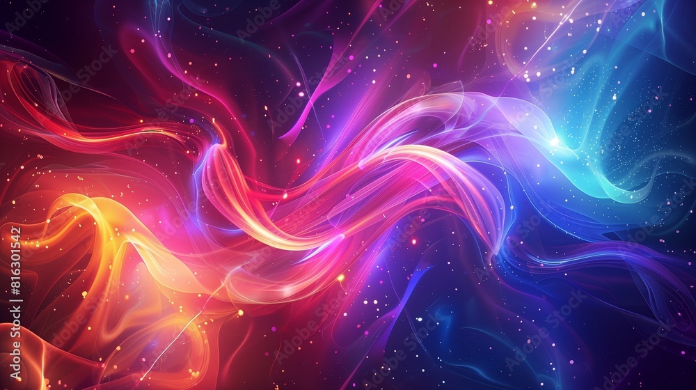Fototapeta premium Beautiful 3d background with colorful waves and particles
