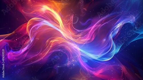 Beautiful 3d background with colorful waves and particles