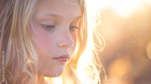 teen girl childhood with copy space blonde teen girl in childhood teen girl childhood outdoor : Generative AI