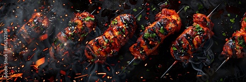 Indonesian Ayam Bakar Taliwang Grilled Spicy Chicken, fresh foods in minimal style photo