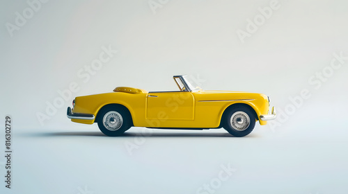 Model of yellow retro toy car cabriolet on a white background   Generative AI