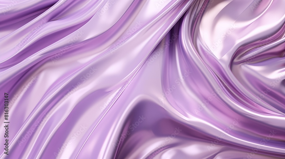 Lavender Silk Fabric with Glossy and Smooth Waves and Folds.