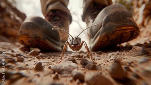 ant next to shoes
