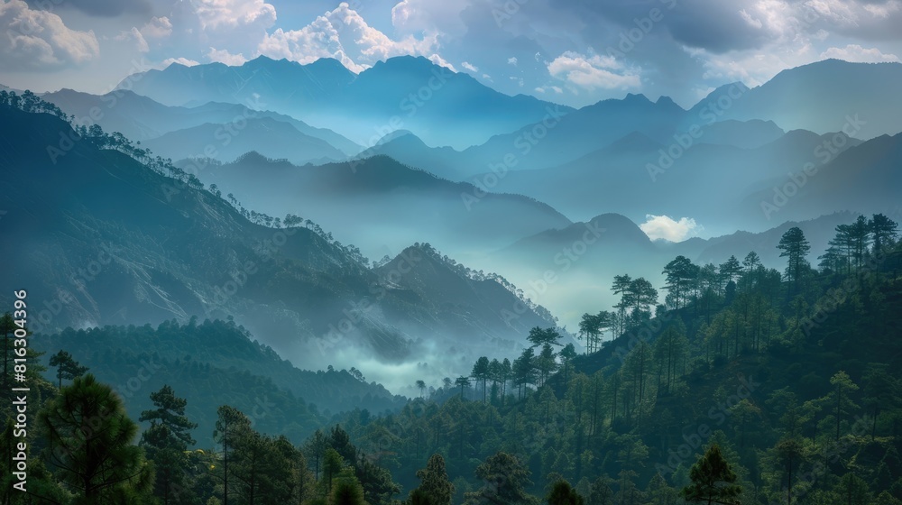 Fototapeta premium Scenic sight of mountains and trees