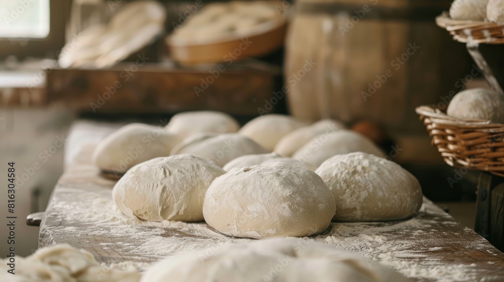 Fresh dough displayed on the table Fresh dough displayed on the table