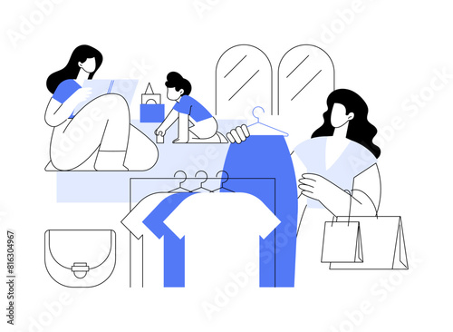 In-mall nanny isolated cartoon vector illustrations.