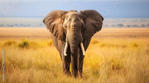 A portrait photo of a African elephant shot in Masai Mara Kenya : Generative AI © Generative AI