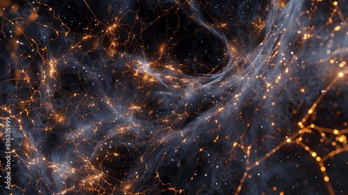 Invisible to the eye the dark matter web stretches to the farthest reaches of the cosmos connecting all that exists.