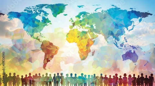 World Population Day. Different multi cultural ethnicity people crowd. World day as diverse cultures and multiculturalism society.