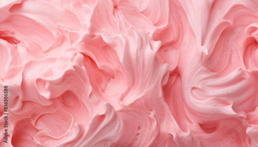 Texture surface of ice cream Background of strawberry