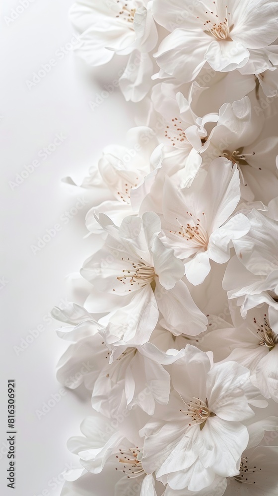 Serene white cherry blossoms close-up