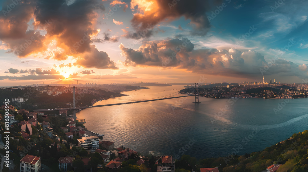 Awesome Panoramic view of Istanbul Bosphorus on sunset Istanbul ...