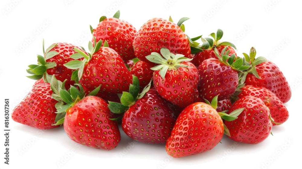 Fresh ripe strawberries displayed on a white background Fresh ripe strawberries displayed on a white background