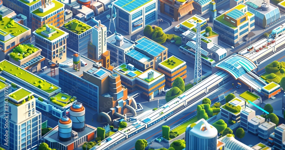 Aerial View of a Modern, Eco-Friendly Cityscape Aerial View of a Modern, Eco-Friendly Cityscape