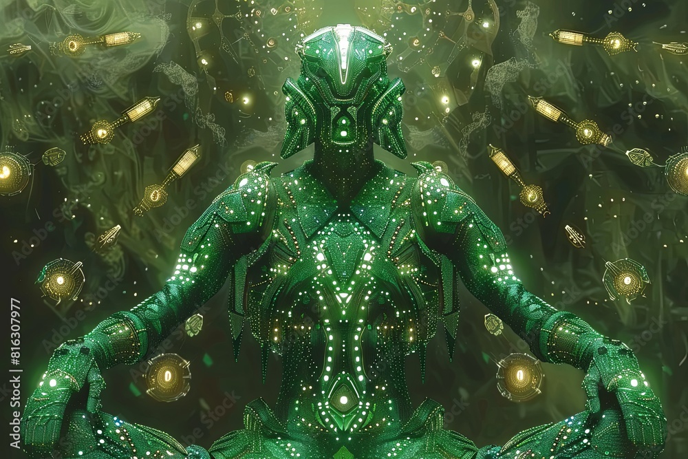 Futuristic Luminance: Symmetrical Portrait of an Otherworldly Being Futuristic Luminance: Symmetrical Portrait of an Otherworldly Being