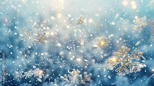 Snowfall Celebration: Festive Snowflakes in a Stylized Snow Scene © Bipul Kumar