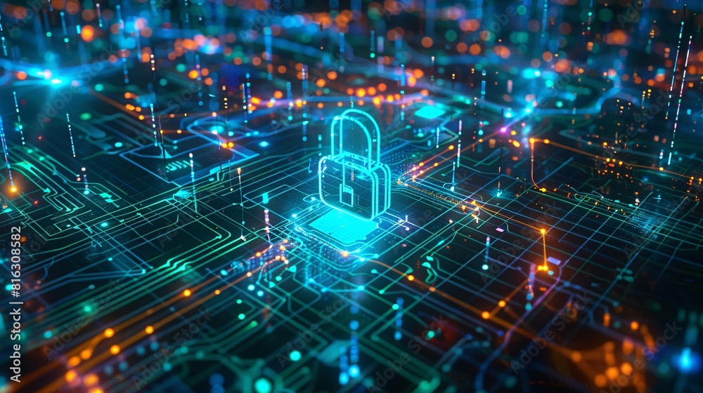 Cyber Security Concept Illustrated with High-Tech Imagery Cyber Security Concept Illustrated with High-Tech Imagery