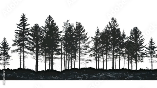 Wallpaper Mural Pine trees forest isolated on white background Black stylized silhouette photo : Generative AI Torontodigital.ca
