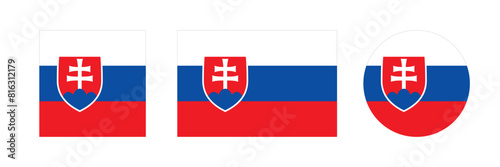 Slovakia flag vector icon set. Slovak flag vector sign in round and square. Flag of Slovakia icon in circle photo
