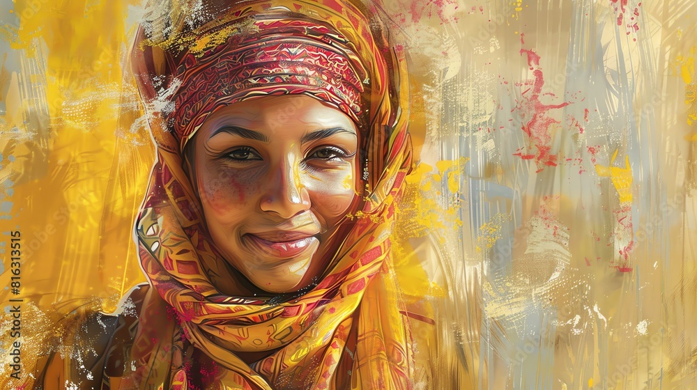Fototapeta premium Portrait of a young woman wearing a Hijab and Scarf 