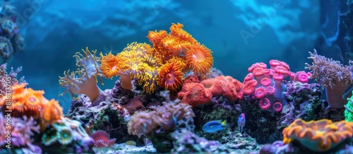 Colorful coral reefs on the seabed with various types.