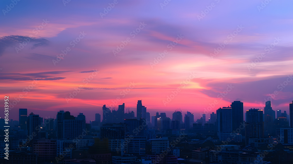 City silhouette against the sky on a sunset Bangkok city : Generative AI City silhouette against the sky on a sunset Bangkok city : Generative AI