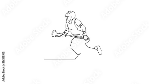 Animated self drawing of lacrosse sports video illustration. Lacrosse sports design in simple linear continuous style video concept. Sports themes design for your asset design video illustration.