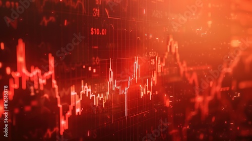 An abstract digital chart forms the backdrop, displaying stock business graphs, statistics, and diagrams illustrating data exchange within finance, trends, and trade in the economy