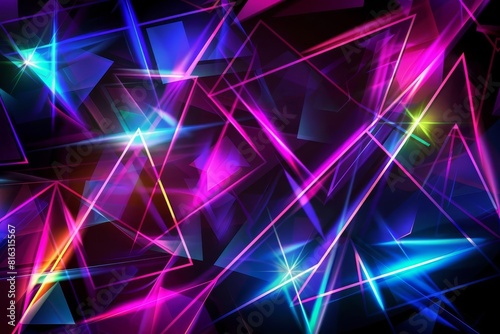 futuristic glow dark background with neon geometric shapes abstract illustration