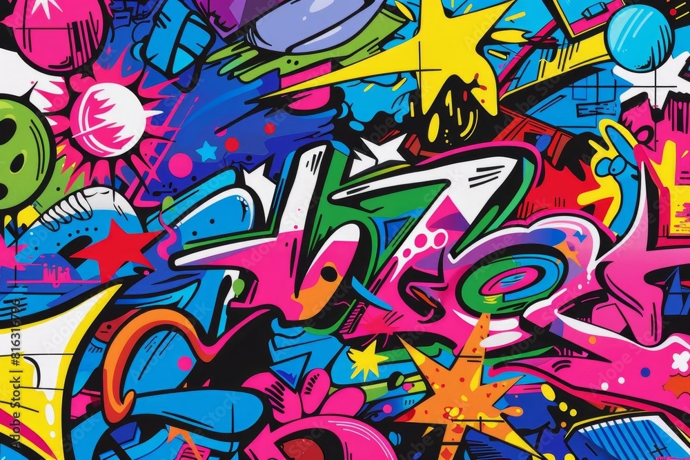 graffiti art explosion bold colors and edgy designs merge in an urban street mural vector illustration