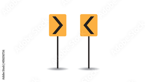 icon Curve road sign or Road signs road pointing go to left and right isolated on white background. traffic objects