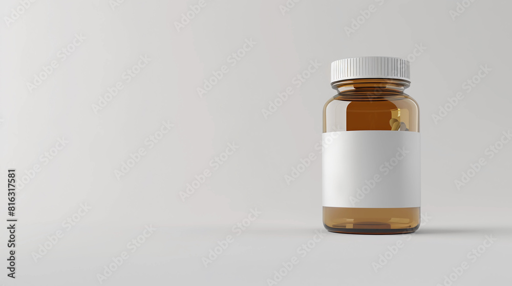 Brown vitamin pill bottle with lid on a white studio background Brown vitamin pill bottle with lid on a white studio background