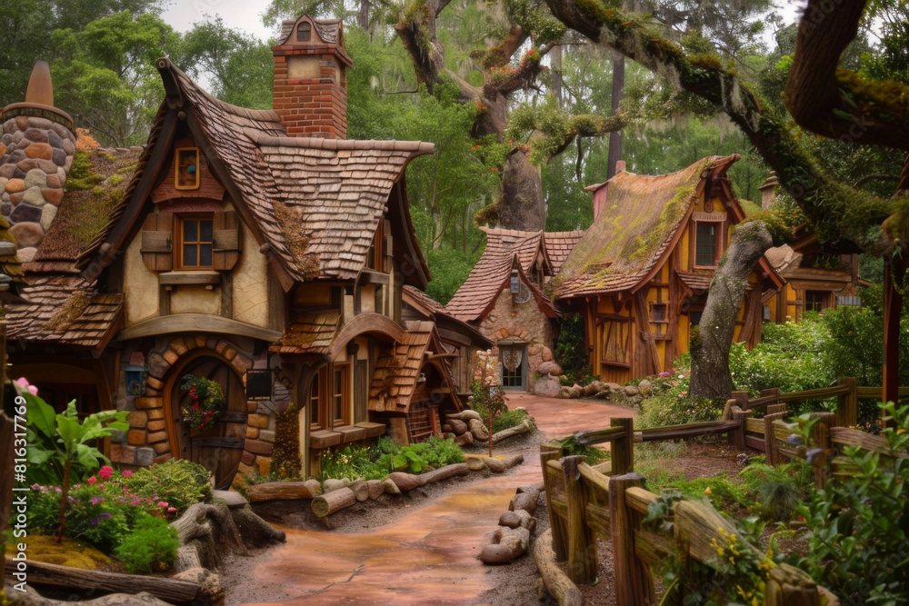 Magical Village: Quaint Houses Nestled Amongst Rolling Magical Village: Quaint Houses Nestled Amongst Rolling