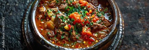 Persian Abgoosht Persian Lamb Stew, fresh foods in minimal style photo