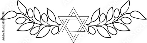 Black outline star of David decoration element