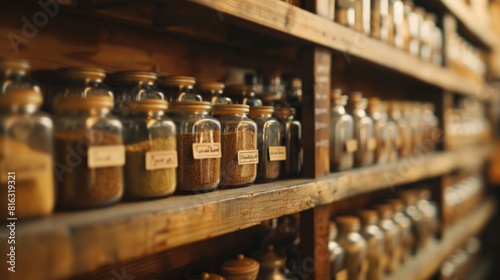 Rustic Kitchen Spice Jars Storage