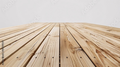 Wooden Flooring Planks in Stacking Configuration on a light-colored background.